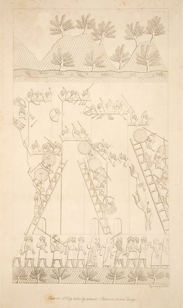 A City taken by assault - Prisoners driven away, from Monuments of Nineveh by Austen Henry Layard