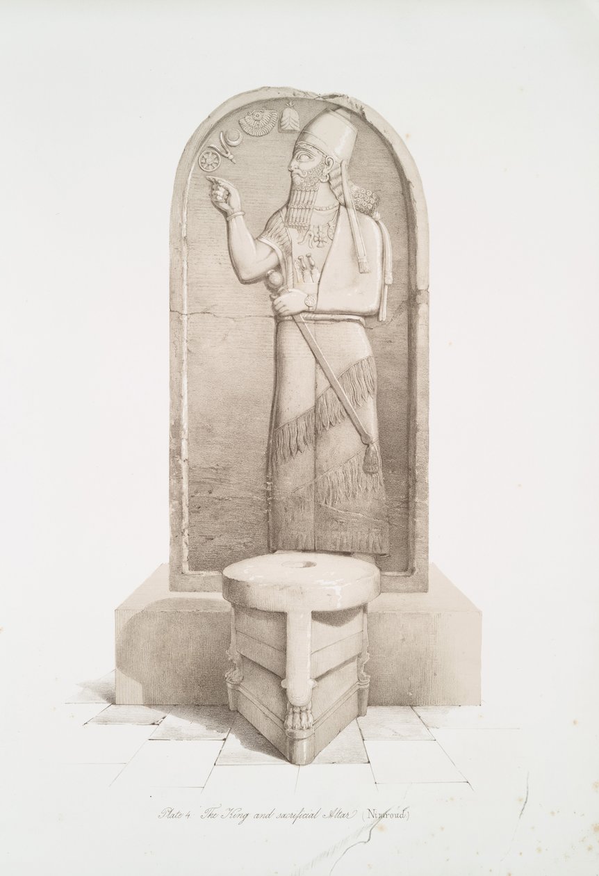 The King and Sacrificial Altar at Nimroud [Calah] by Austen Henry Layard