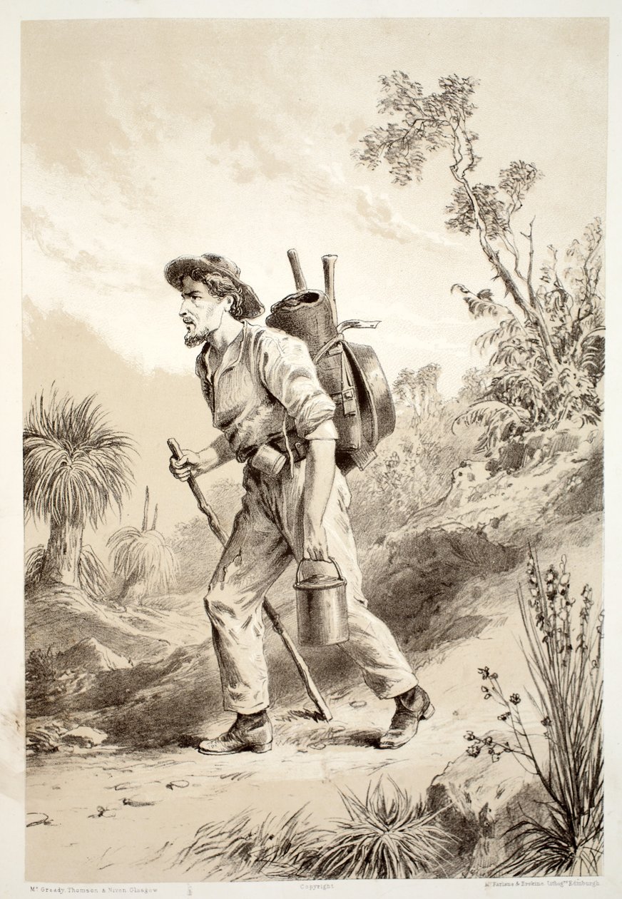 Digger on the Tramp, from The History of Australasia by David Blair, 1879 by Australian School
