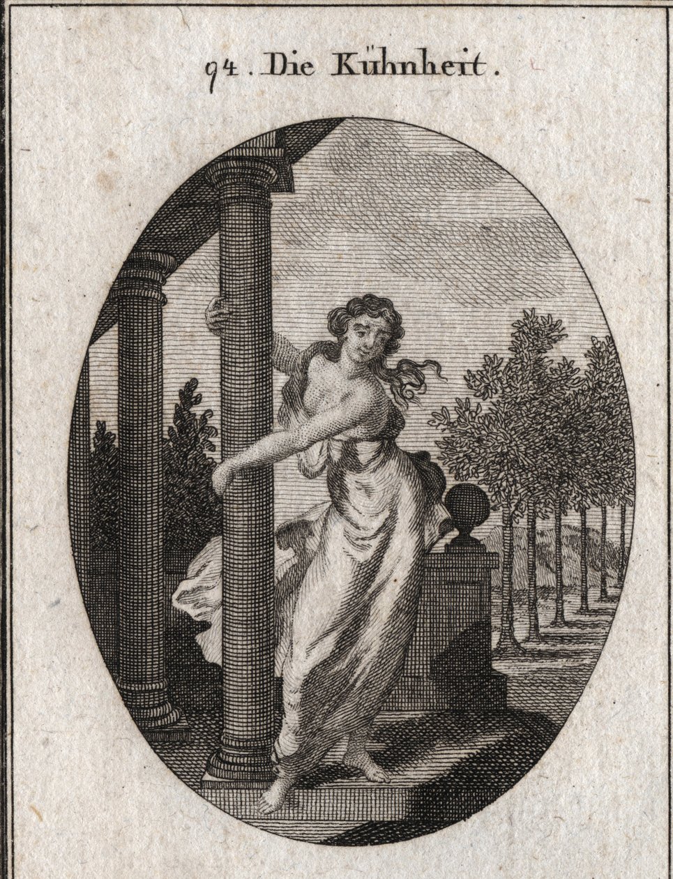 Allegory of Audacity That Embraces a Column Supporting a Building, While Trying to Bring It Down; Engraving in 