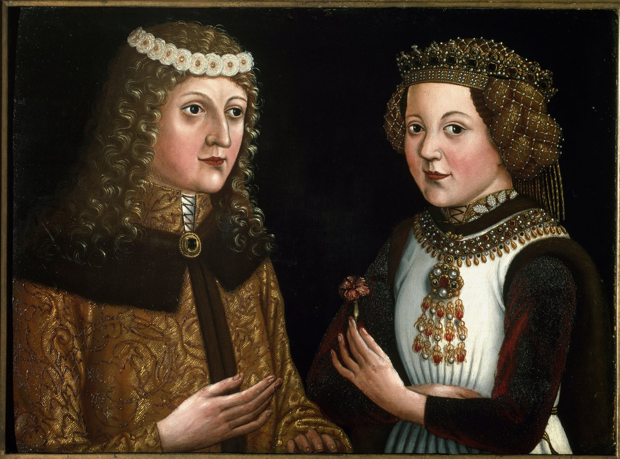 Portrait of Ladislaus Posthumous, King of Bohemia, Hungary and Croatia, with his fiancée Magdalena of Valois by Austrian School