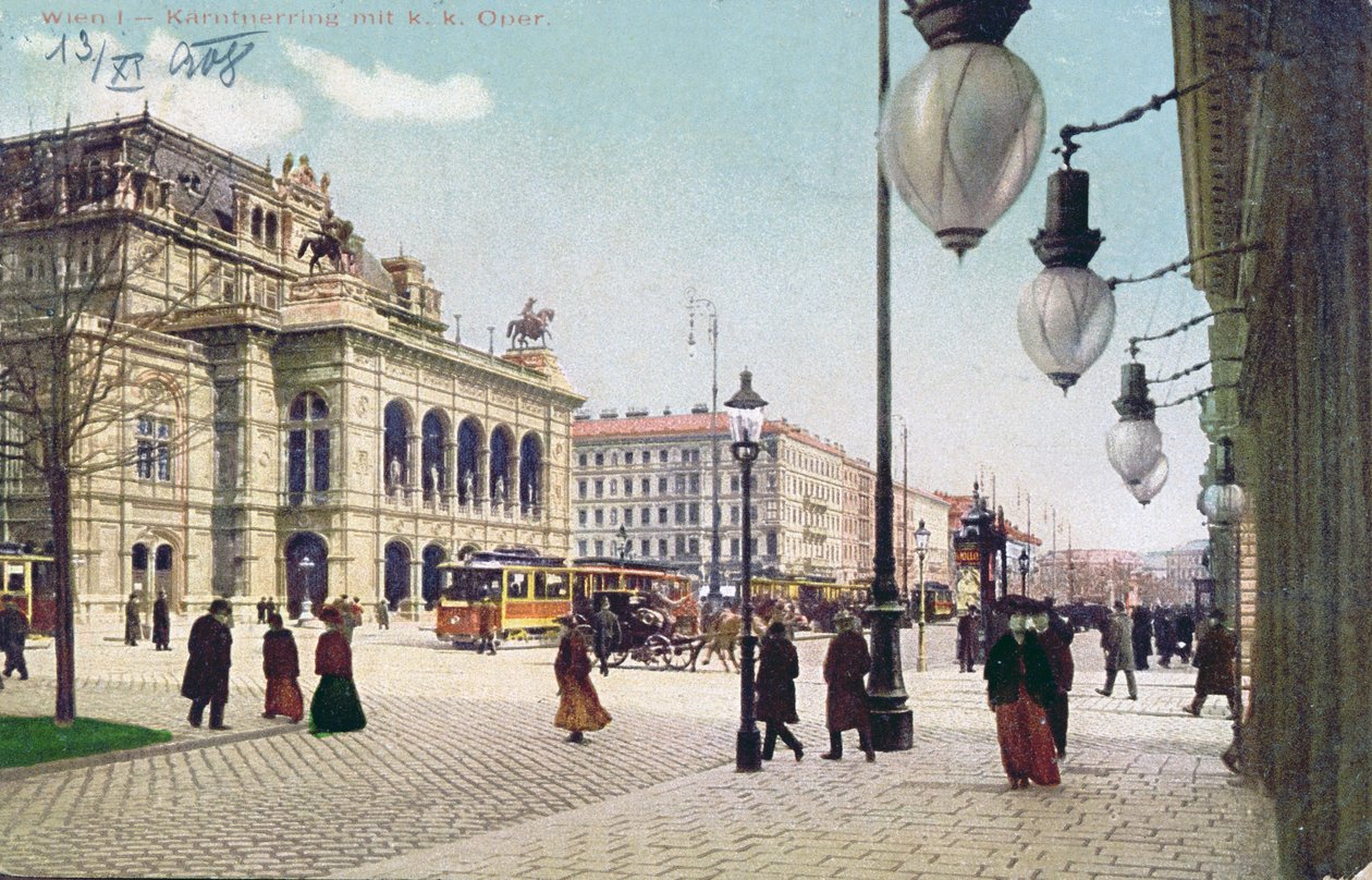 The Kaerntnerring and the Imperial and Royal Opera in Vienna, 1908 by Austrian School