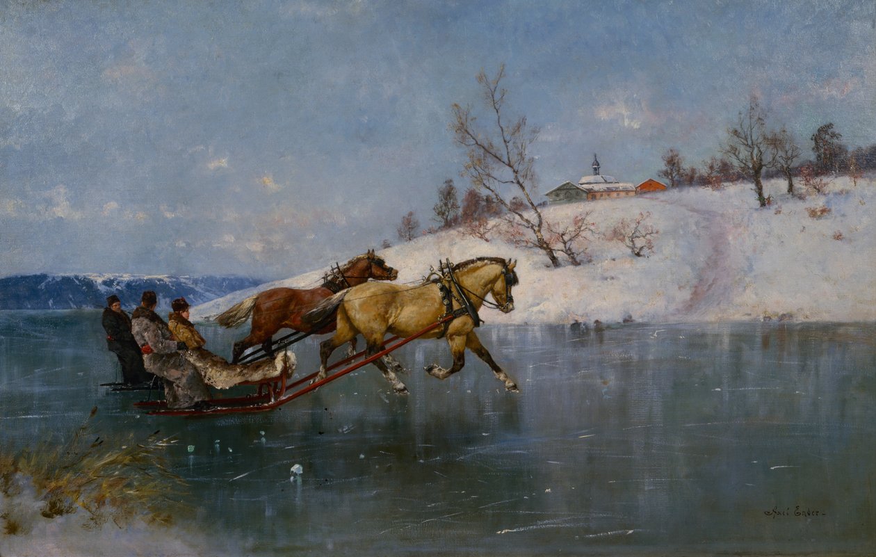 Sleigh ride on Mjos by Axel Hjalmar Ender