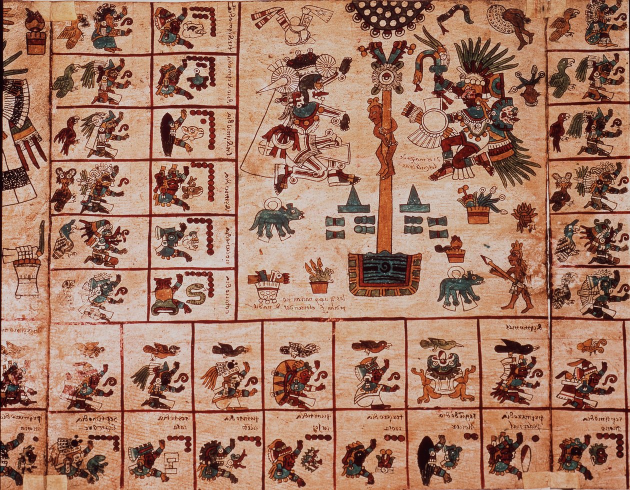 Representation of Aztec deities and calendar boxes (Page of the Codex Borbonicus) by Aztec