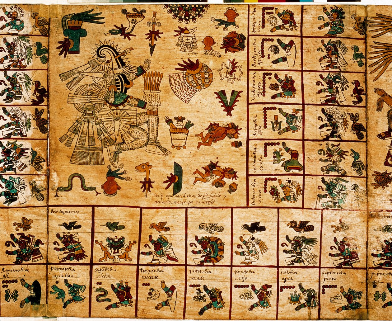 Representation of Aztec Deities and Calendar Boxes (Codex Borbonicus) by Aztec