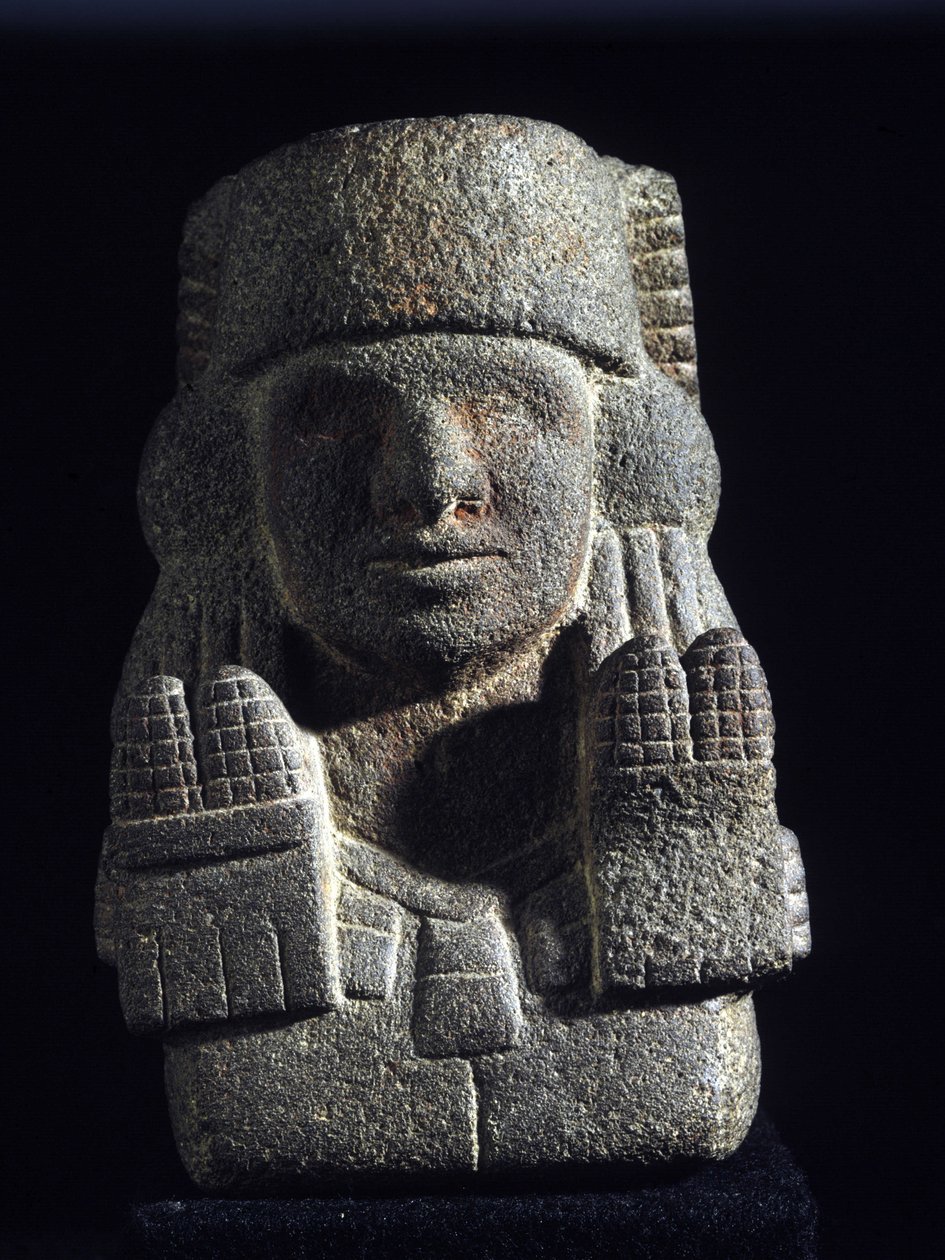 Aztec Art: Representation of Chicomecoatl (Called Xilonen), Goddess of the Maize and Fertility. National Museum of Anthropology, Mexico by Aztec Aztec