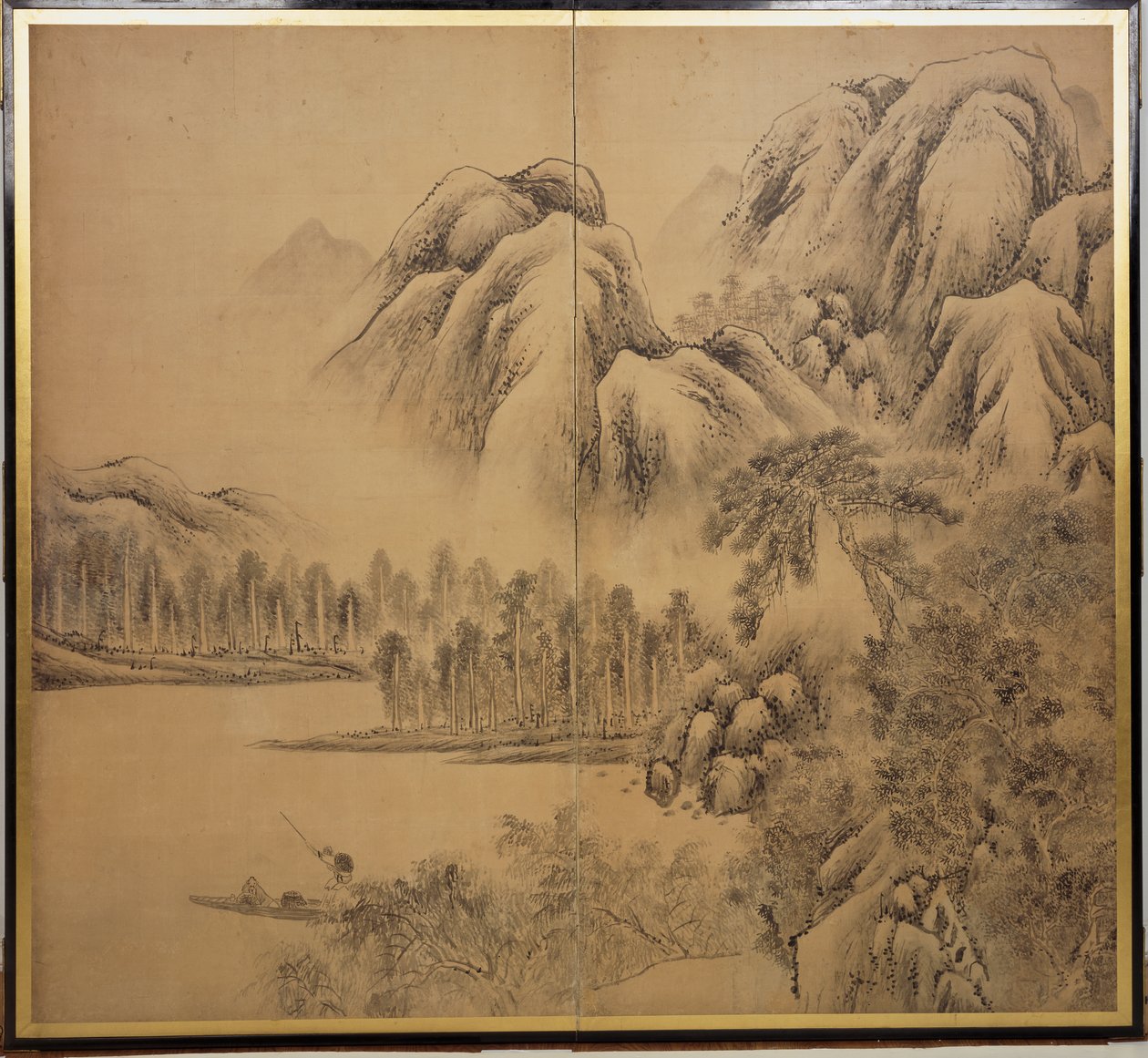 Landscape Scene of Mountains and Lake, 1780s by Baitei Ki