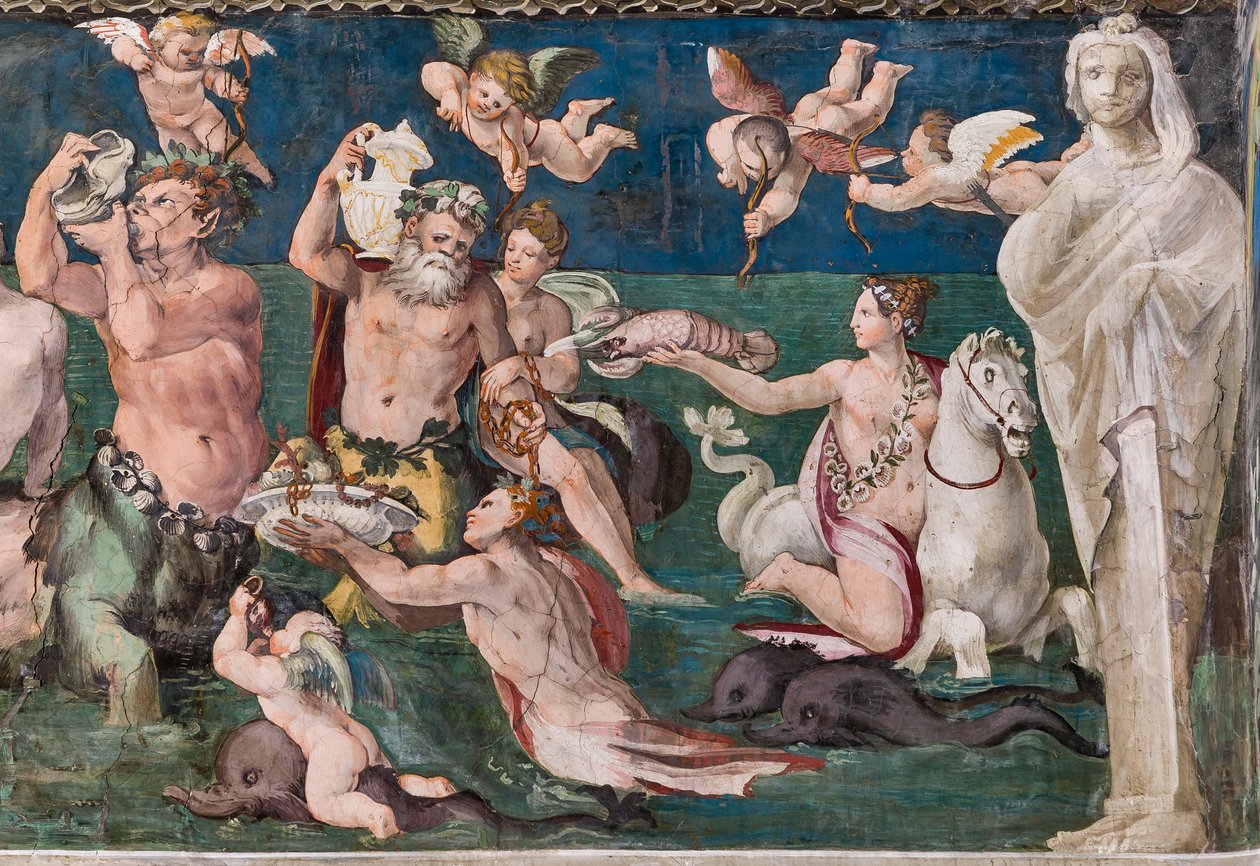 Triumph of Venus, marine scene with dolphins and cupids by Baldassarre Peruzzi