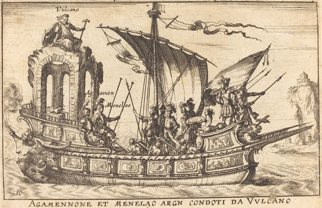 Agamemnon and Menelaus Led by Vulcan by Balthasar Moncornet after Remigio Cantagallina