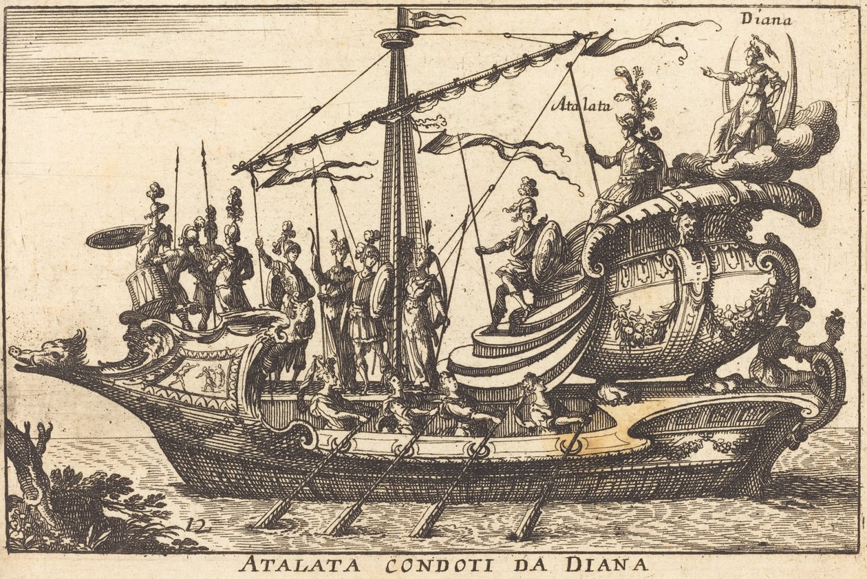 Atalanta Led by Diana by Balthasar Moncornet after Remigio Cantagallina