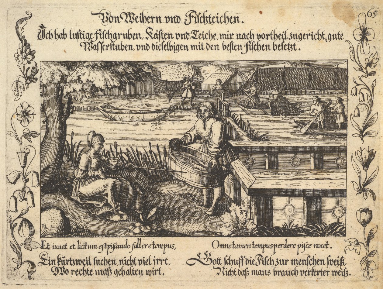 Von Weihern und Fischteichen, Illustration from Petrarch, Glück und Unglück Spiegel, figur... by Balthasar Schwan