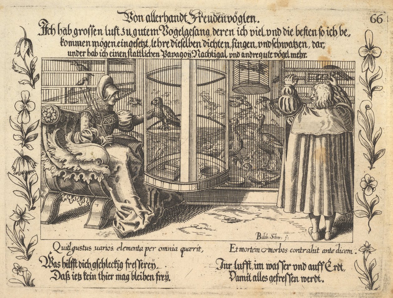 Von allerhandt Freudenvöglen, illustration from Petrarch, Glück und Unglück Spiegel by Balthasar Schwan