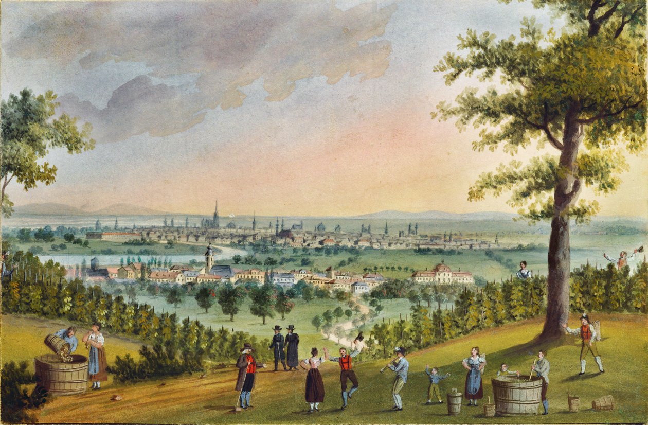 Grape Harvest Festival in the Vineyards Above Heiligenstadt, Overlooking Vienna by Balthasar Wigand