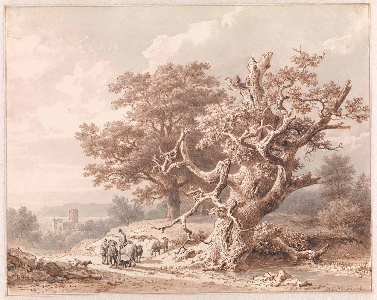 An Old Oak by Water by Barend Cornelis Koekkoek