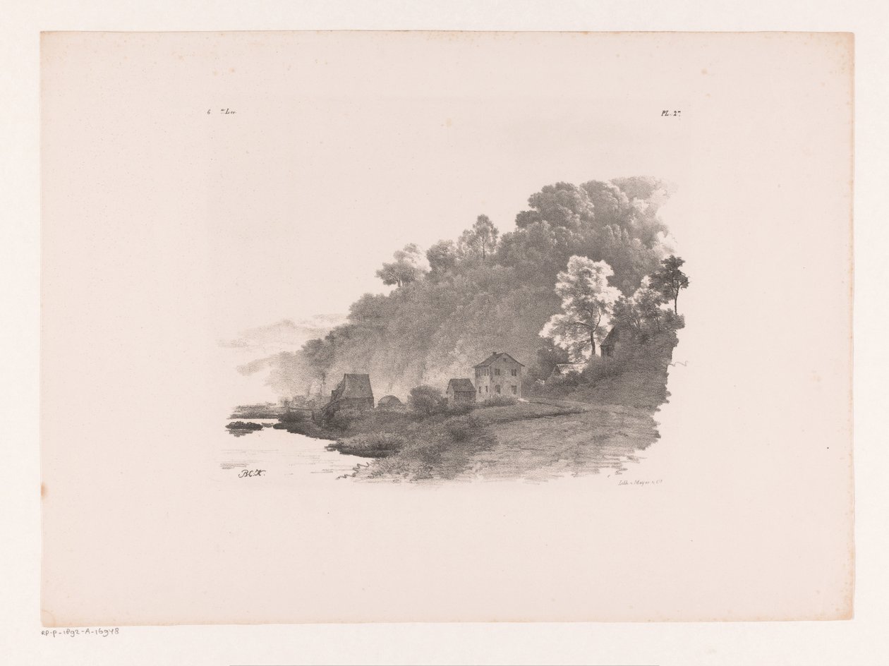 Hilly Landscape with River, Country Road, and Houses by Barend Cornelis Koekkoek