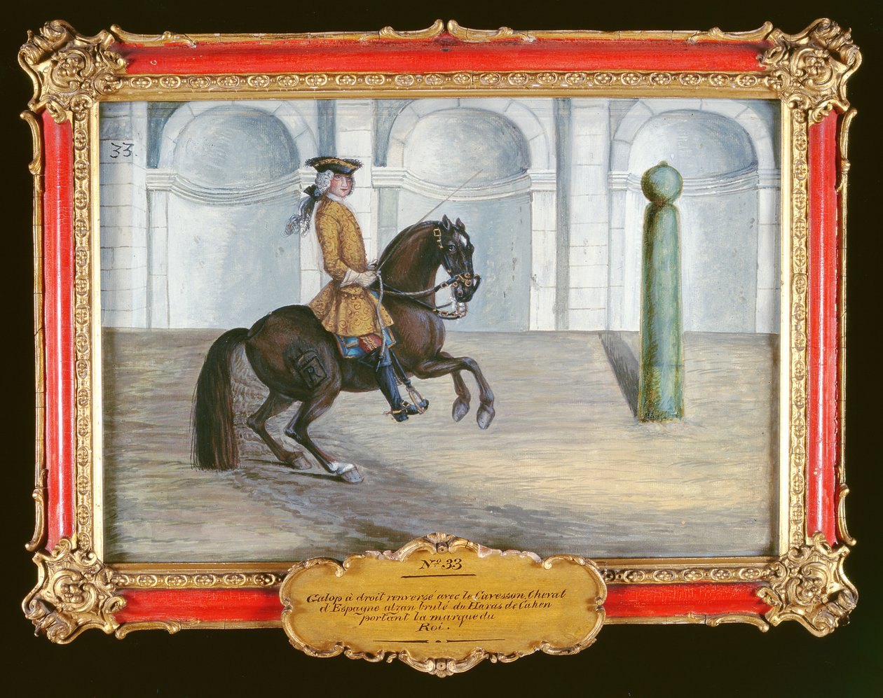 A Spanish horse of the Spanish Riding School performing a dressage movement