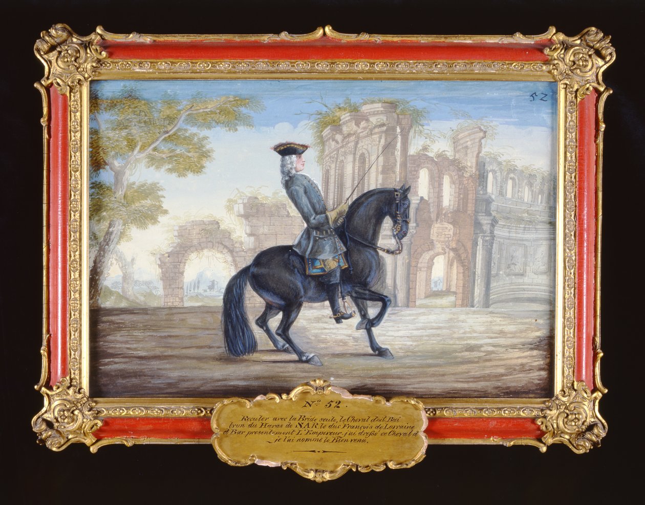 No. 52 Le Bienvenu, a Dark Bay Horse of the Spanish Riding School Performing a Dressage Movement by Baron Reis Eisenberg