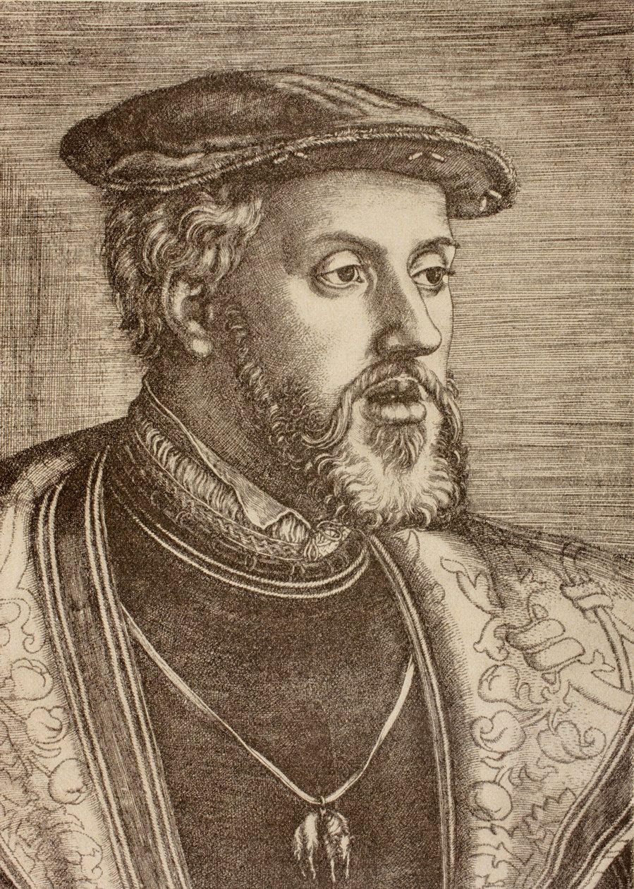 Portrait of Charles Quint, published in 1920 by Barthel (after) Beham