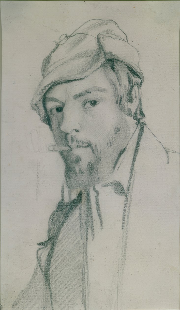 Selbstporträt von Barthélemy Menn mit Zigarre von Barthélemy Menn