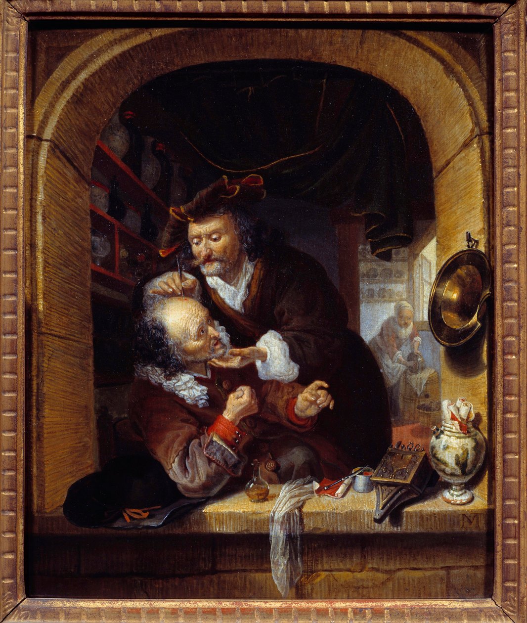 A doctor makes a small bleeding to treat his patient