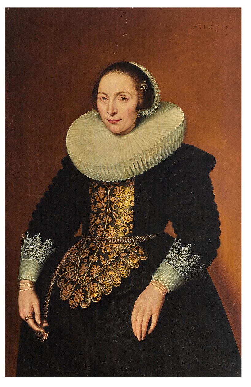 Portrait of a Lady, Three-Quarter-Length, Holding Her Girdle by Bartholomeaus Sarburgh