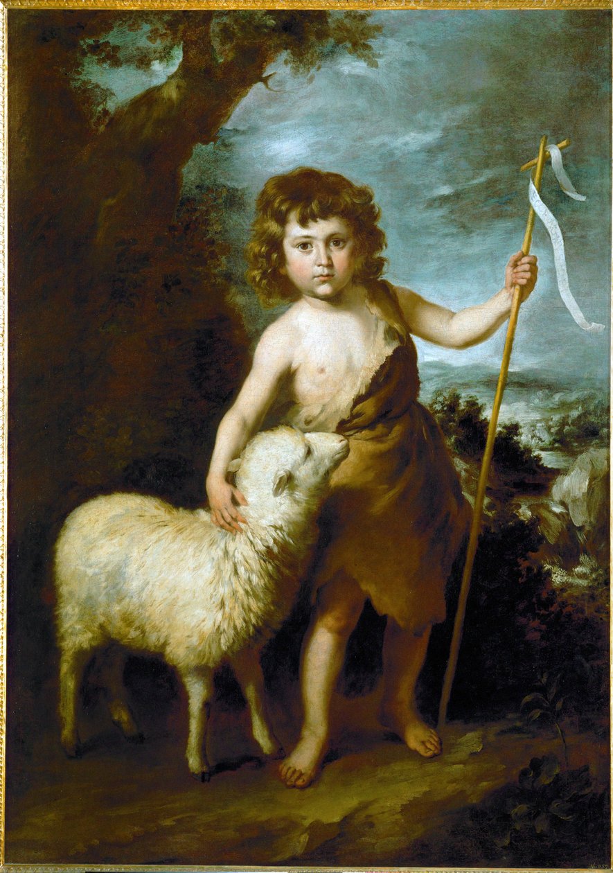 Young John the Baptist with the Lamb by Bartolome Esteban Murillo