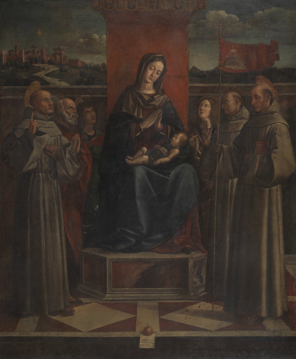 Virgin and Child Enthroned with Six Saints by Bartolomeo (attr. to) Montagna