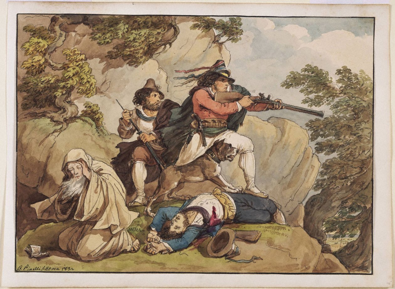 Brigands under Siege by Bartolomeo Pinelli