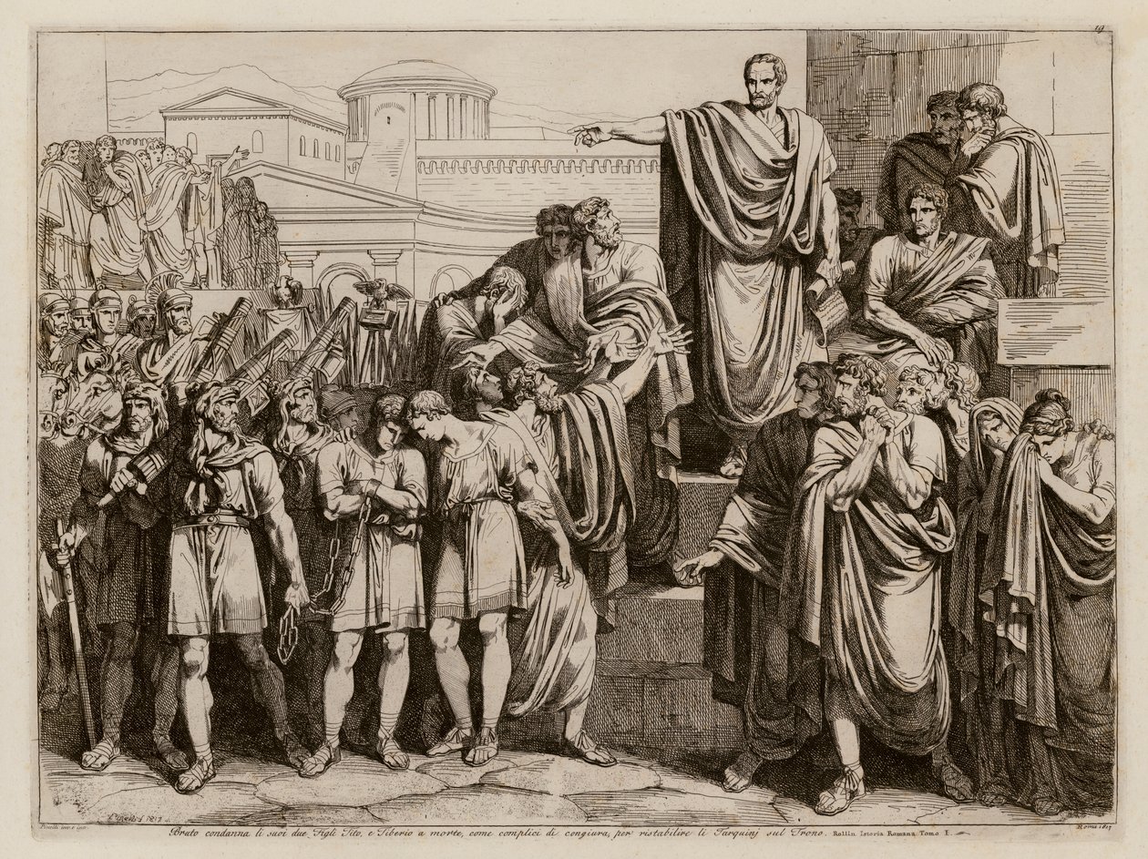 Brutus condemning his sons to death by Bartolomeo Pinelli