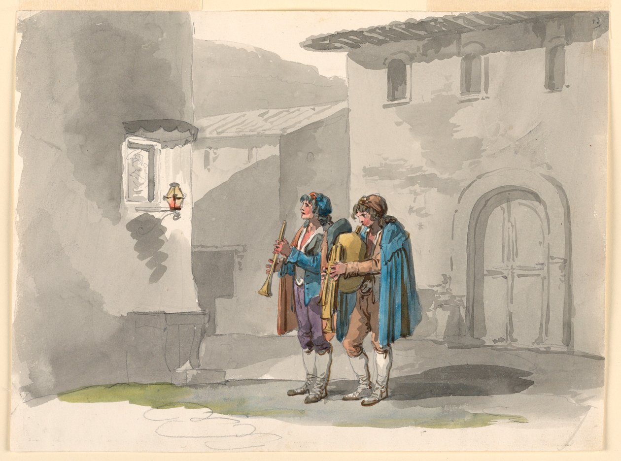 Pifferari, Two Pipers from the Abruzzi in Rome, 1807-08 by Bartolomeo Pinelli