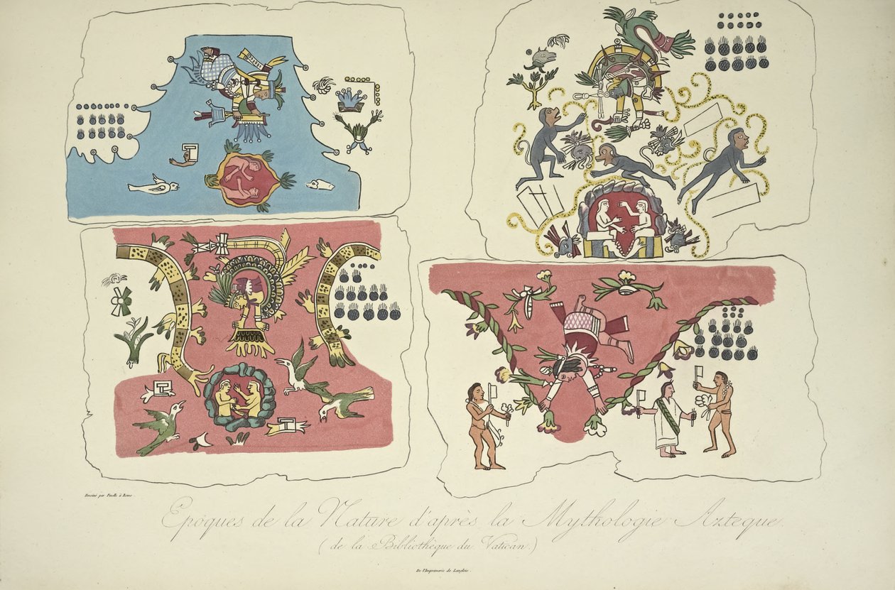 Epochs of Nature, After the Aztec Mythology, from the Vatican Library, Illustration from 