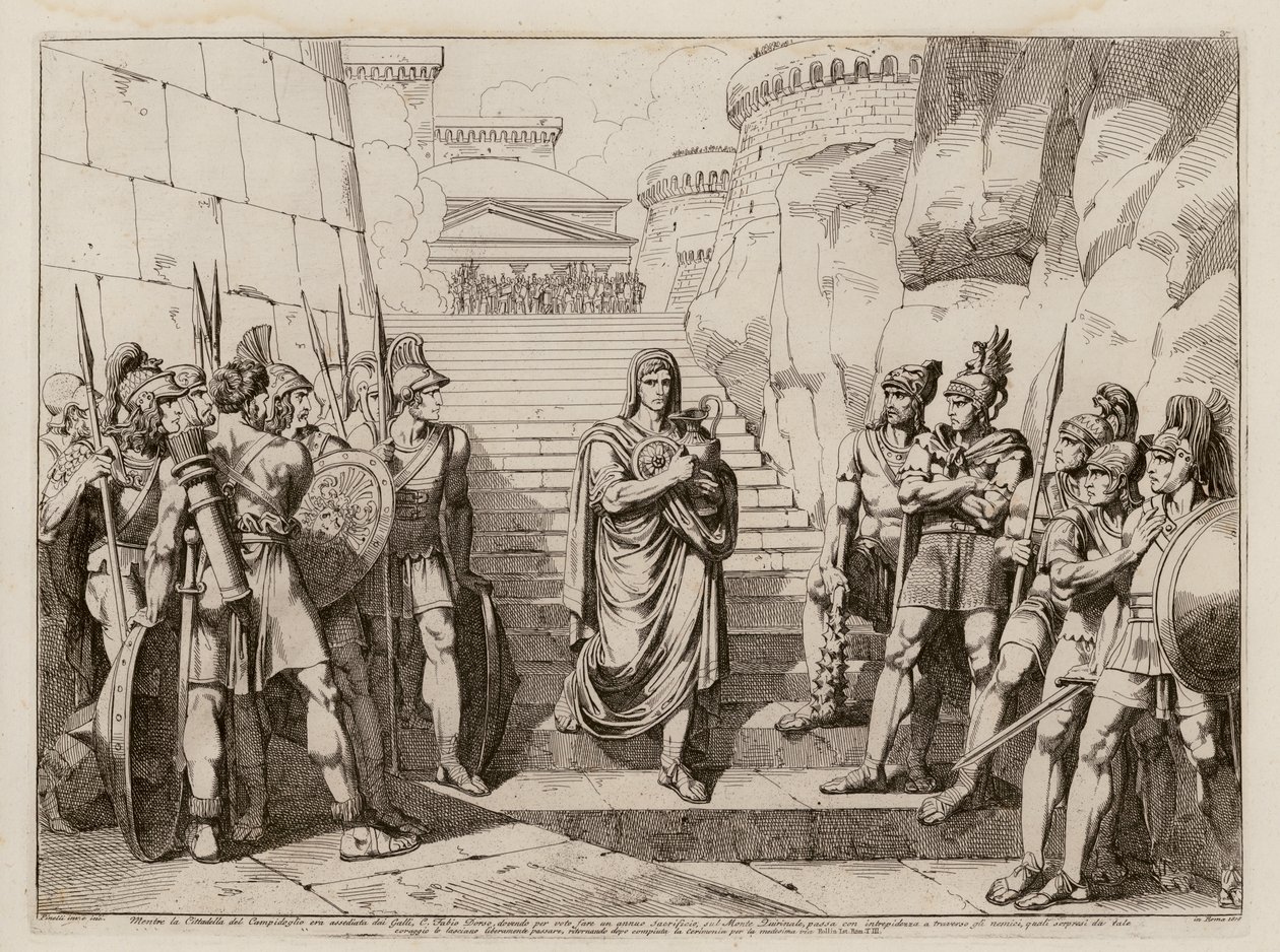 Gaius Fabius Dorsuo passes the Gauls unmolested on his way to make a sacrifice, 390 BC by Bartolomeo Pinelli