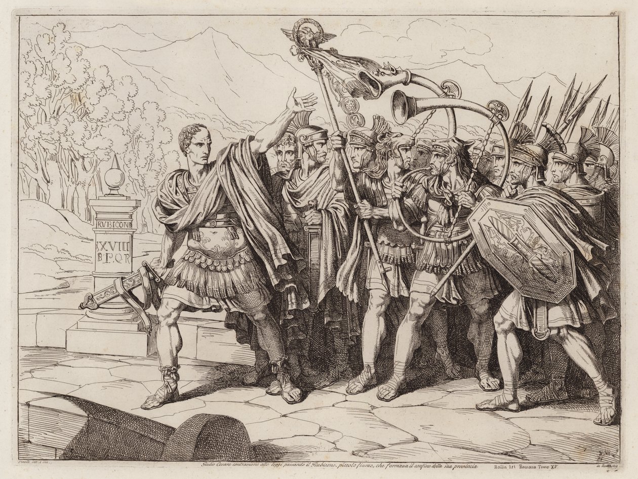 Julius Caesar crossing the Rubicon, 49 BC by Bartolomeo Pinelli