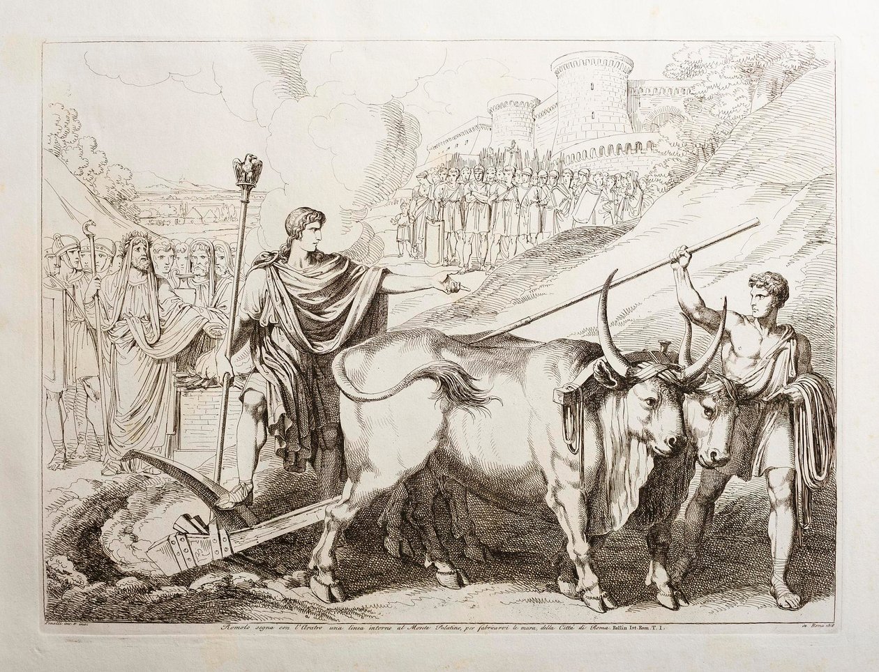 Romulus Marks Out a Line Around the Palatine Hill by Bartolomeo Pinelli