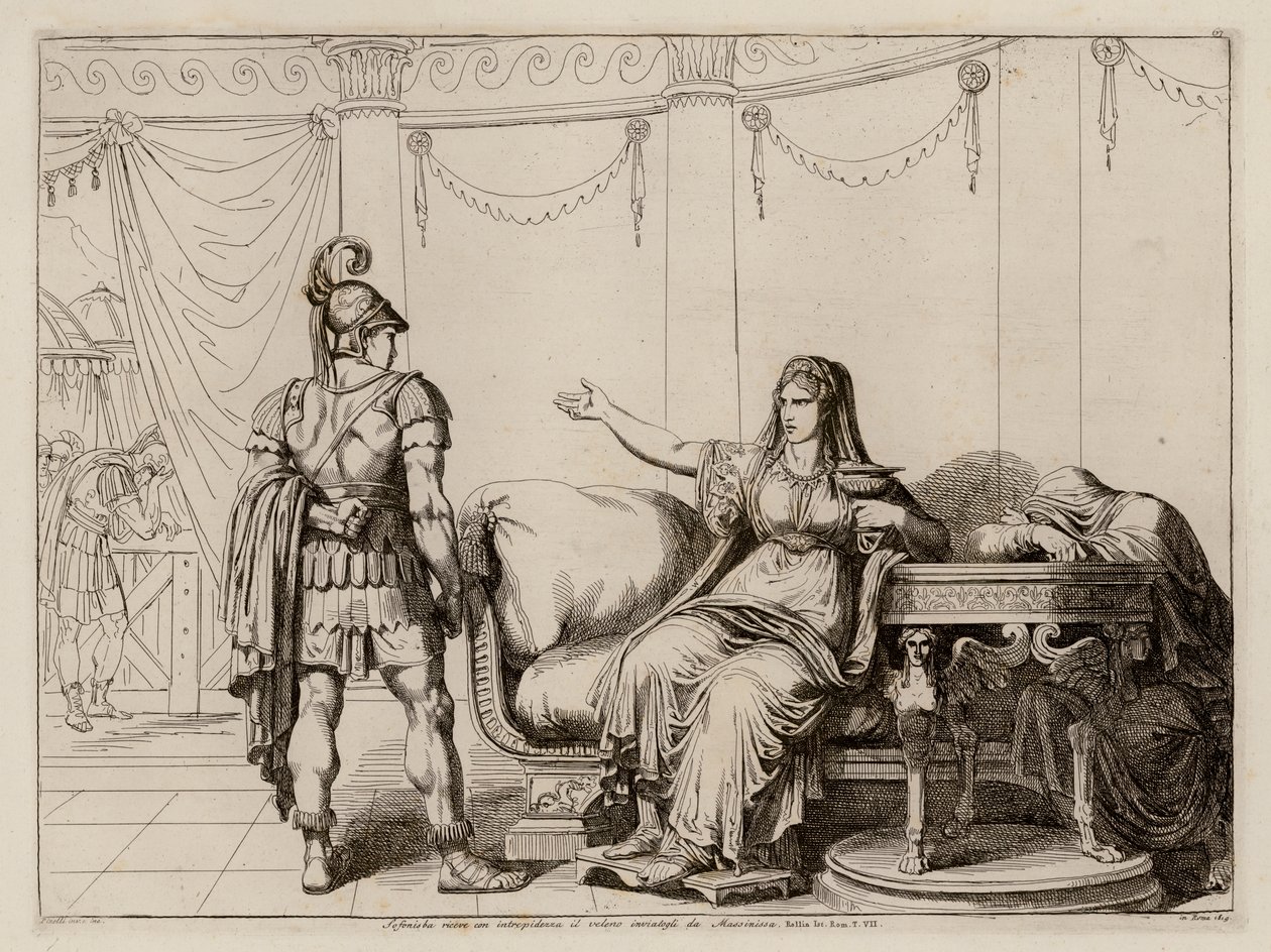 Sophonisba receives the poison brought to her by Massinissa by Bartolomeo Pinelli