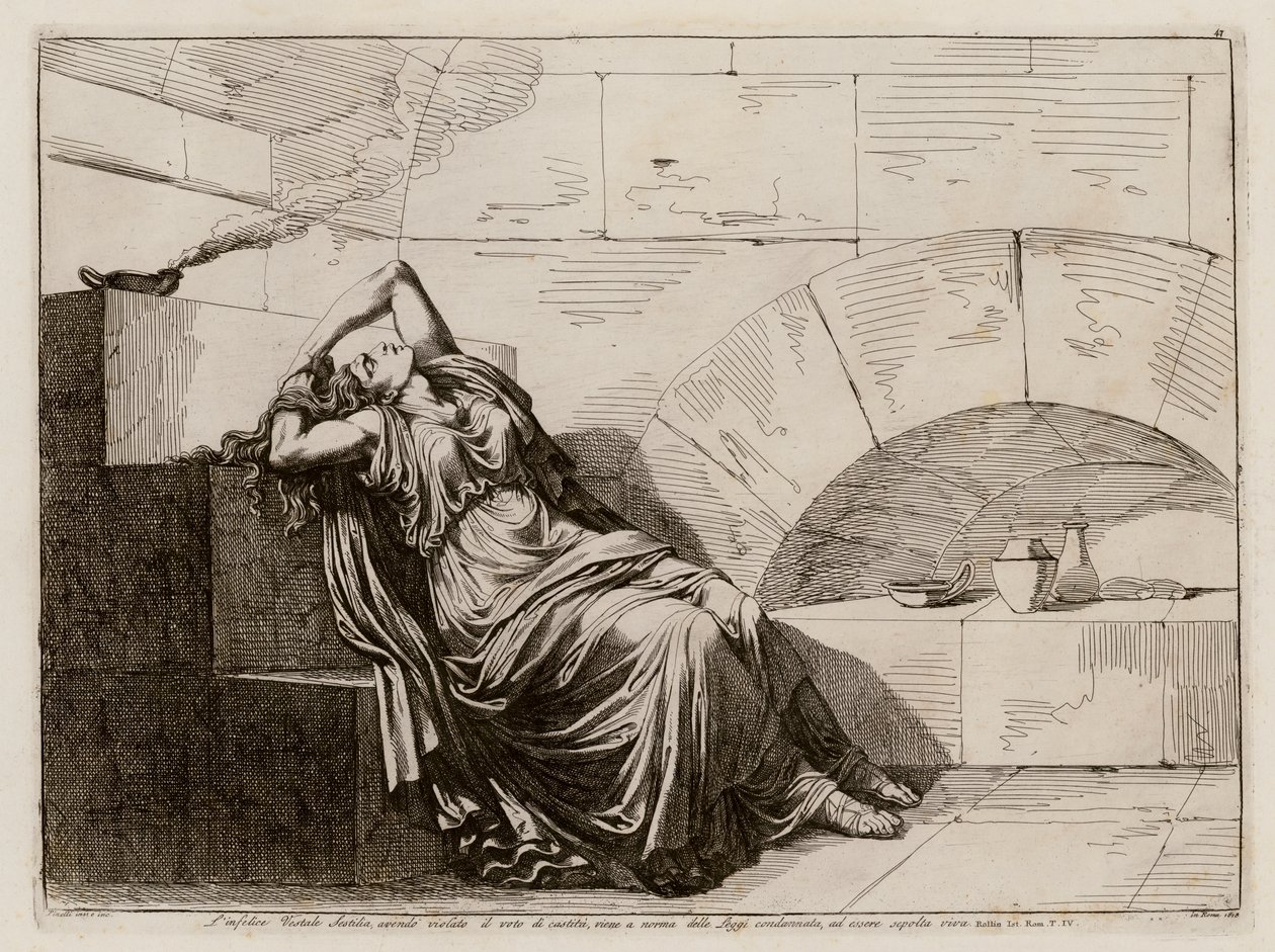 The Vestal Virgin Sestilia buried alive by Bartolomeo Pinelli