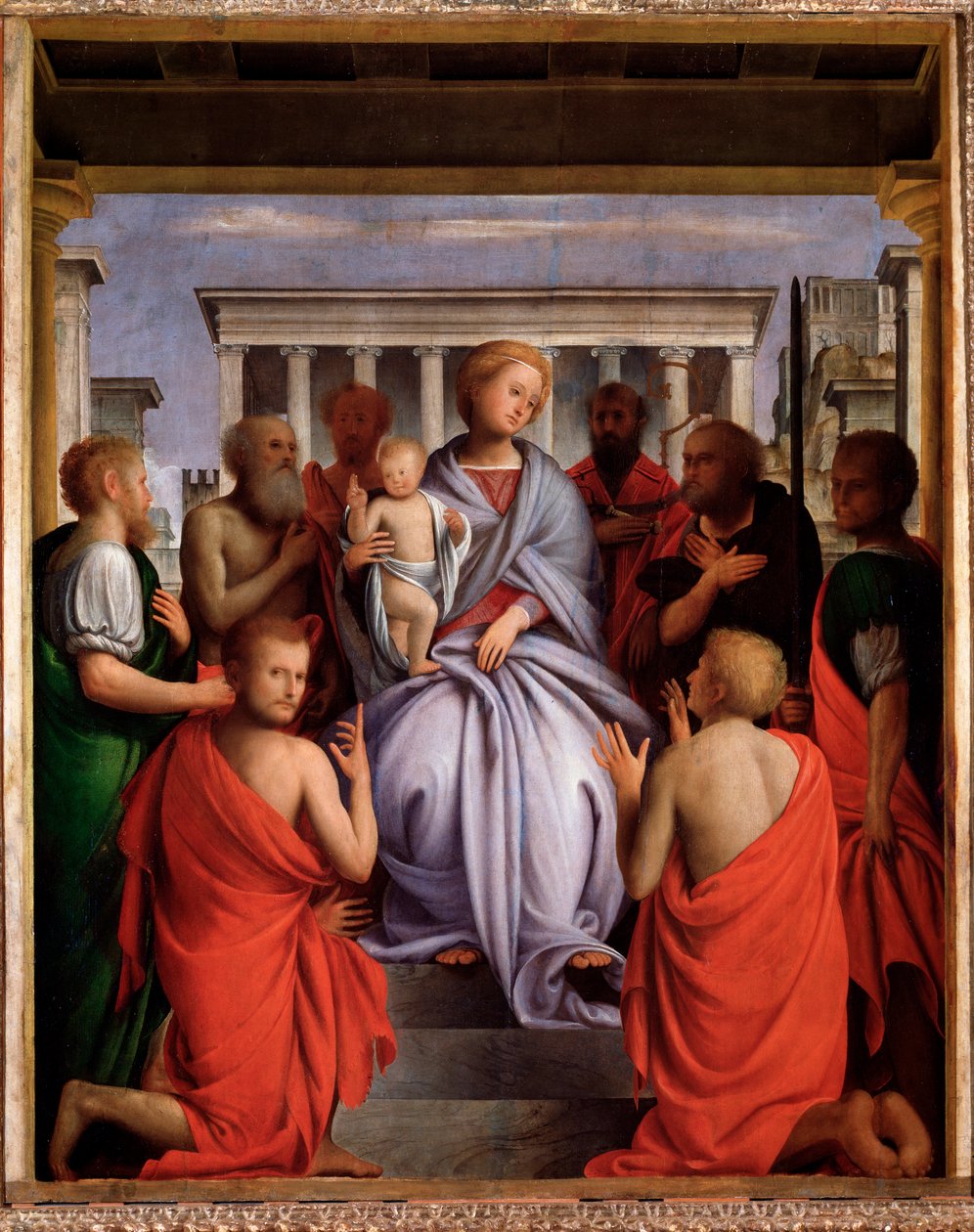 Virgin and Child with Eight Saints by Bartolomeo Suardi Bramantino