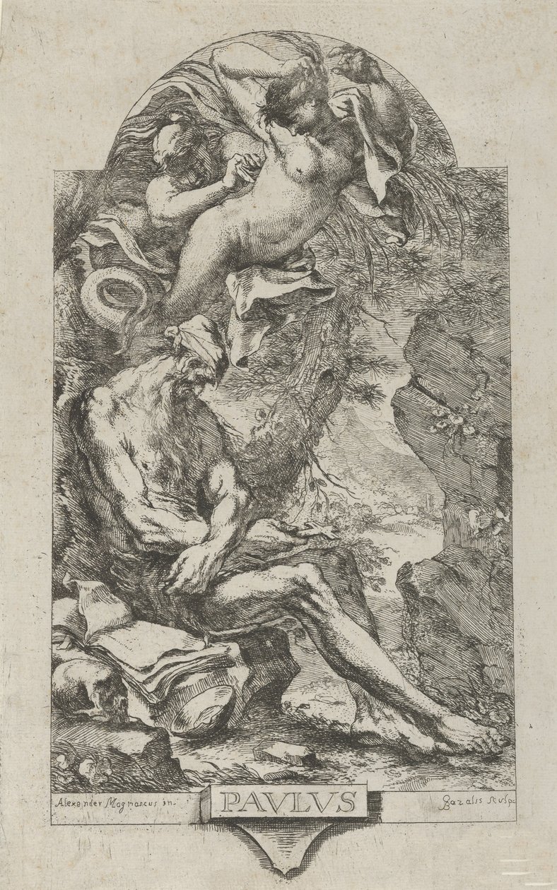 Saint Paul of Thebes tempted by a demon, after Magnasco, ca. 1720-30 by Bartolommeo Gazalis
