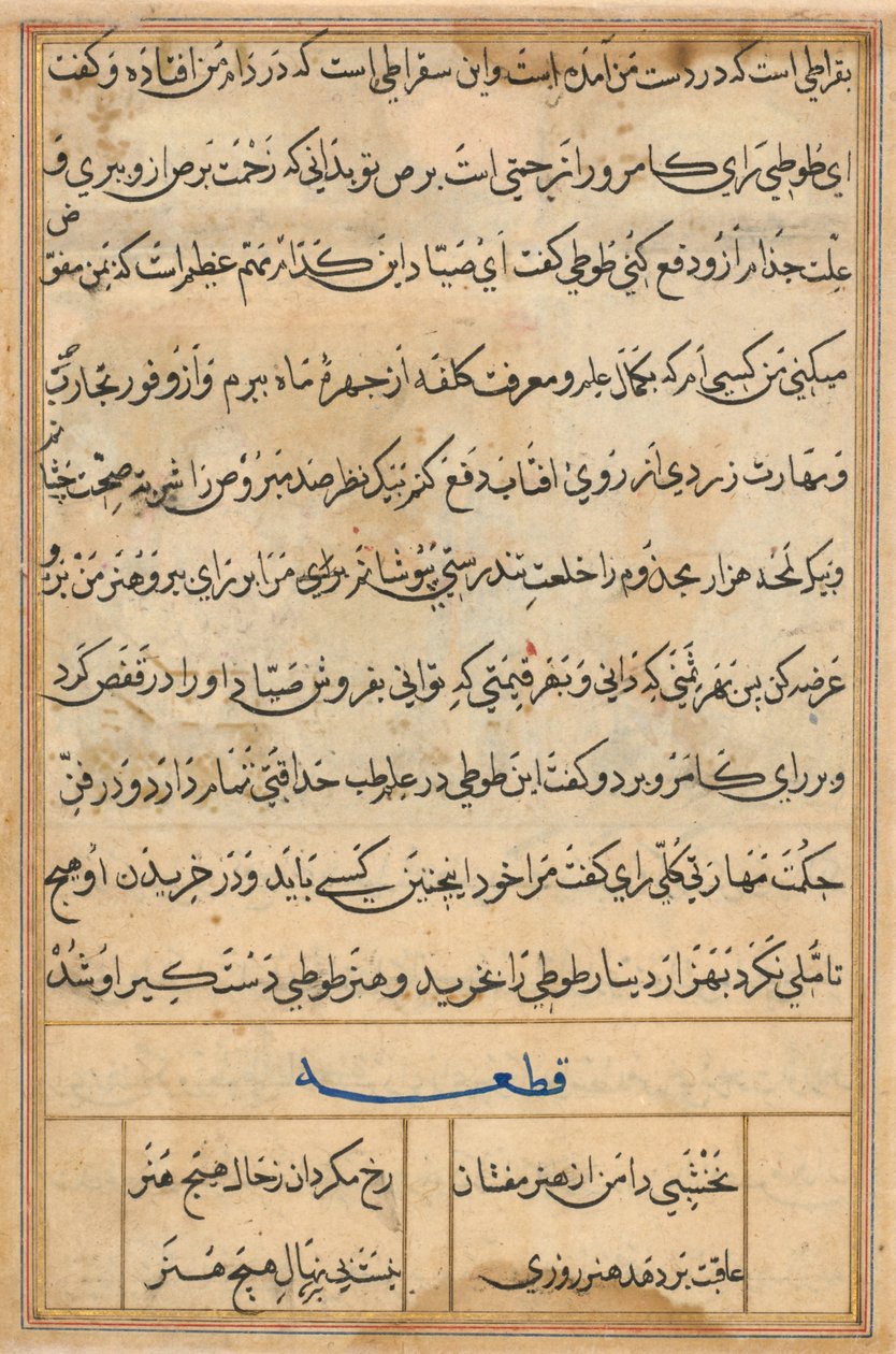 Page from Tales of a Parrot Tuti-nama: text page by Basavana