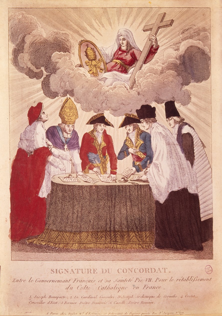 Signing the Concordat between Napoleon and Pope Pius VII, 15th July 1801 by Basset