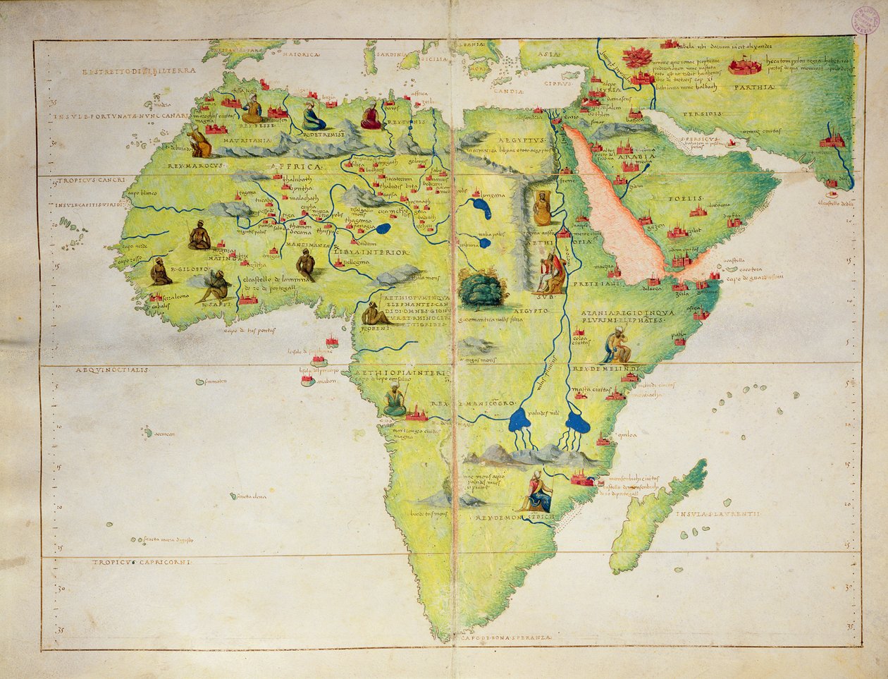 The Continent of Africa, from an Atlas of the World in 33 Maps, Venice, 1st September 1553 by Battista Agnese