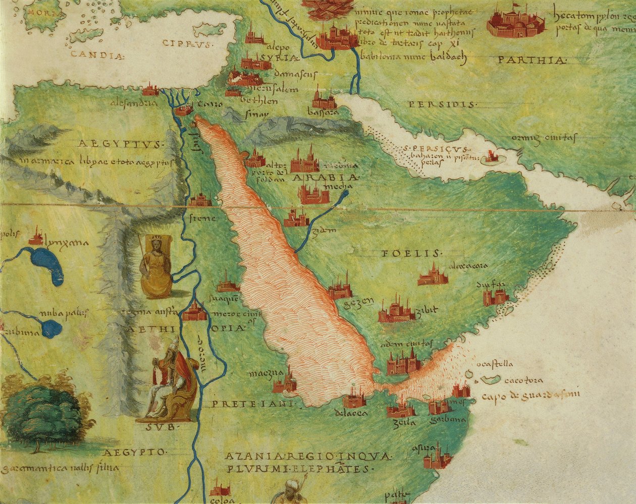 Africa: Egypt and Saudi Arabia, from Atlas of the World in Thirty-Three Maps by Battista Agnese