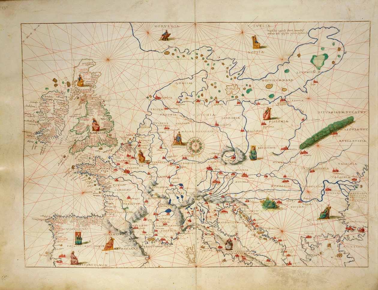 Europe, from Atlas of the World in thirty-three Maps by Battista Agnese