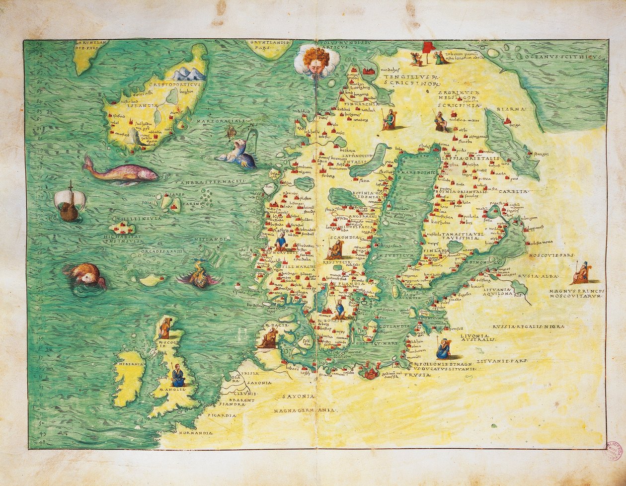 Northern Europe, from Atlas of the World in thirty-three Maps by Battista Agnese