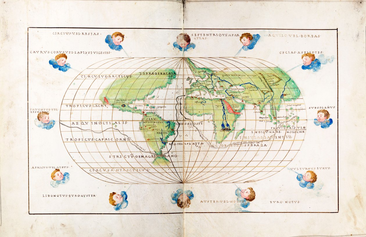 Oval Planisphere of the World Showing Magellan