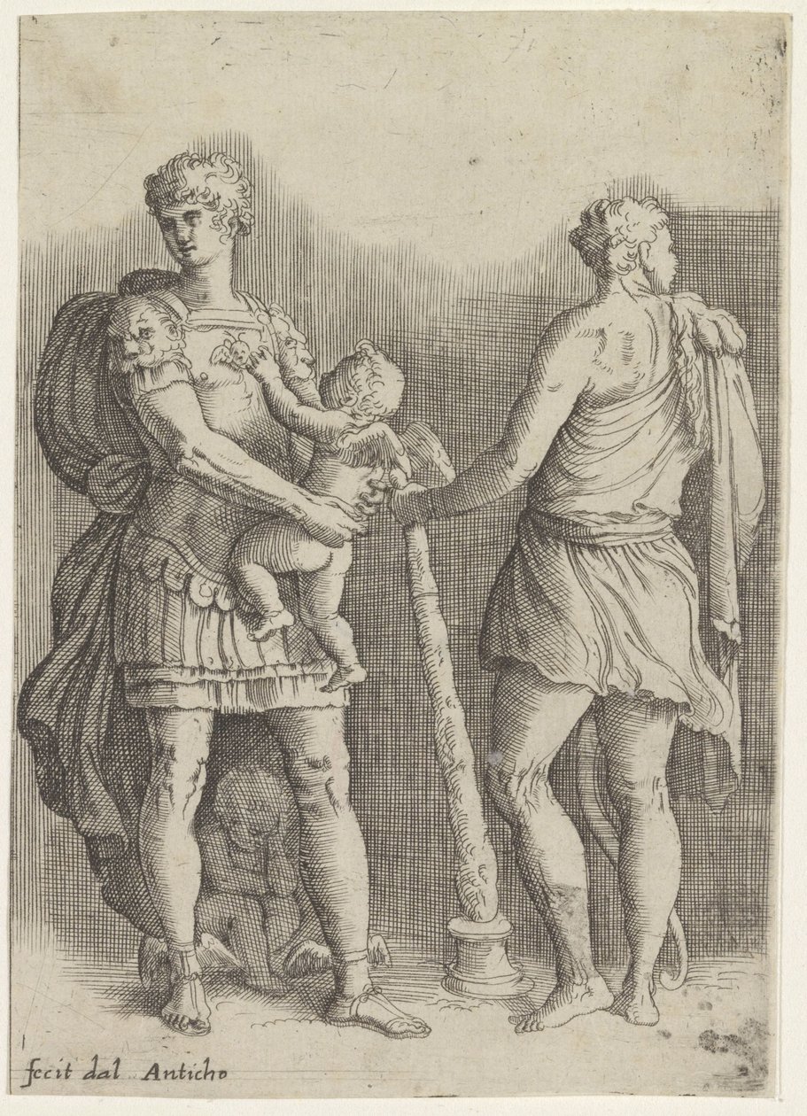 Perseus with Two Putti and Hercules, Seen from the Back by Battista Franco