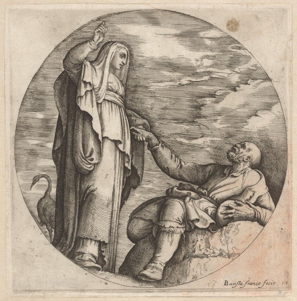 Religion Comforts a Poor Old Man by Battista Franco