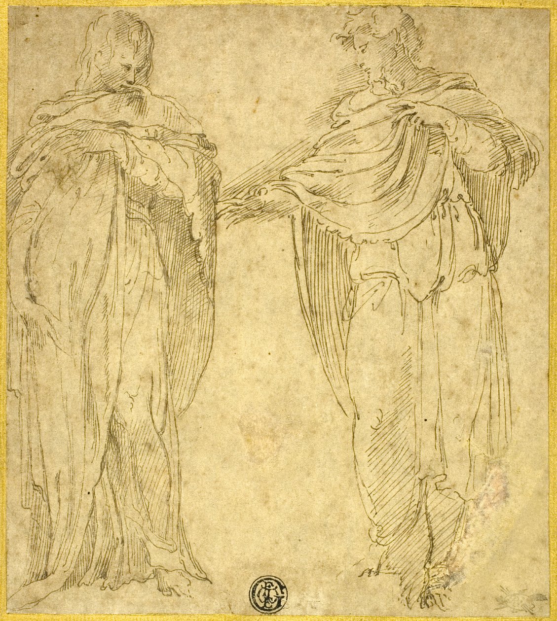 Two Standing Draped Figures (Saint John and the Magdalene?) by Battista Franco