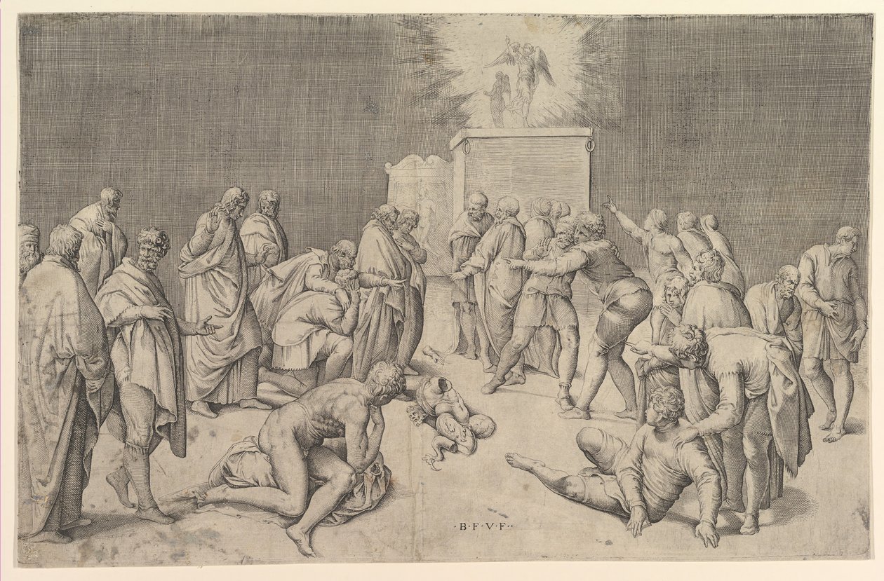 The Philistines Place the Ark of the Covenant in the Temple of Dagon by Battista Franco Veneziano