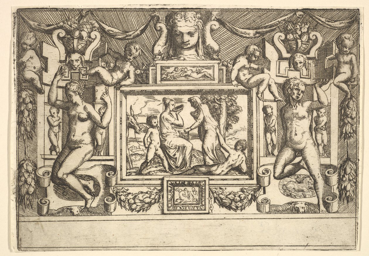 Young Woman Drinking from a Bowl, an Old Woman Standing in Front of Her (ca. 1540-80) by Battista del Moro